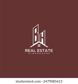BH initial monogram building and roof logo for real estate