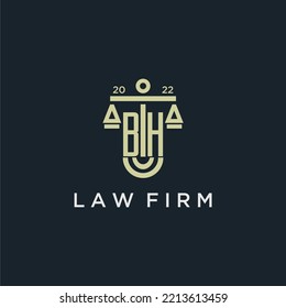 BH initial monogram logo for lawfirm with scale vector design