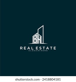 BH initial monogram logo real estate with building style design vector