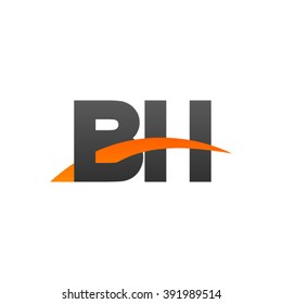 BH initial overlapping swoosh letter logo black orange