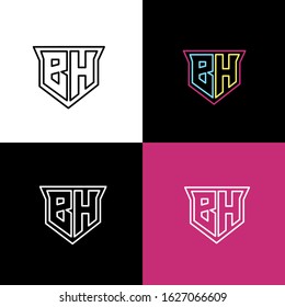 bh initial shield sport logo design