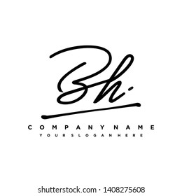 BH initial signature logo. handwriting logo template vector,