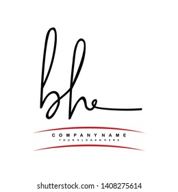 BH initial signature logo. handwriting logo template vector,