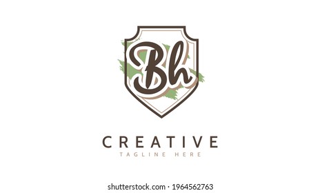 BH Initials, handwriting logo vector