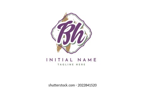BH Initials, handwriting logo vector