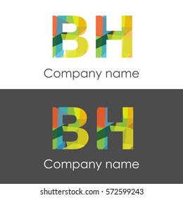 BH letter abstract mosaic shape icon colorful