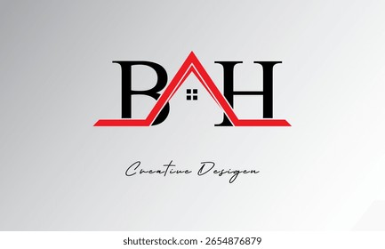 BH Letter House Logo - Kreatives Immobilien-Monogramm mit Dachsymbol und Hausform für Immobilien, Architektur und modernes Branding
