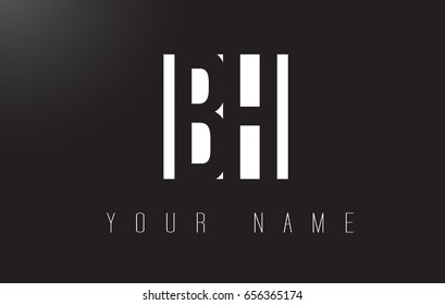 BH Letter Logo With Black and White Letters Negative Space Design.