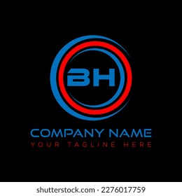 Diseño creativo del logo de la carta de BH. Diseño único de BH.
