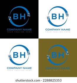 BH letter logo creative design. BH unique design.
