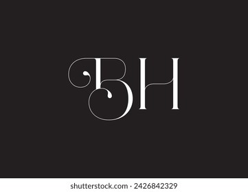 BH-Buchstaben-Logo-Design mit negativem Space-LOGO

