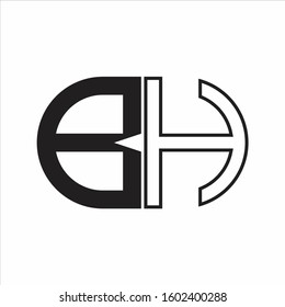 BH Letter logo monogram with oval shape negative space design template white background