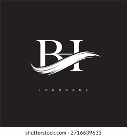 BH-Buchstabe Monogramm Logo mit Pinselstrich für moderne Markenidentität