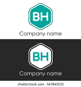 BH letter round hexagon shape blue