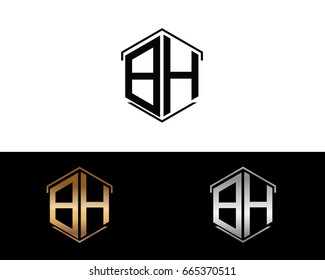 BH letters linked with hexagon shape logo
