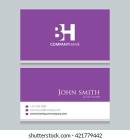 BH Logo | Business Card | Vector Graphic Branding Letter Element | White Background Abstract Design Colorful Object 