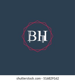bh logo initial Letter, Abstract Polygonal Background Logo, design for Corporate Business Identity,flat icon Alphabet letter