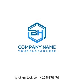 BH logo letter initial, Abstract polygonal Background Logo,