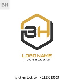 BH logo letter initial, Abstract polygonal Background Logo,