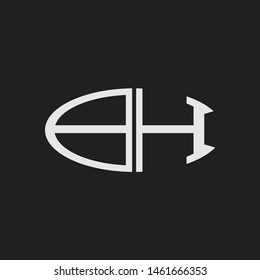 BH Logo letter oval monogram design template with black and white colors