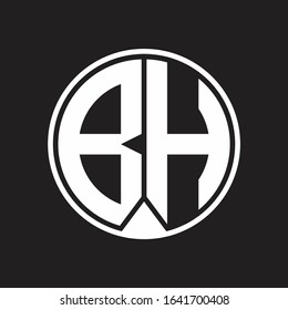 BH Logo-Monogrammkreis mit Farbband-Stil auf schwarzem Hintergrund