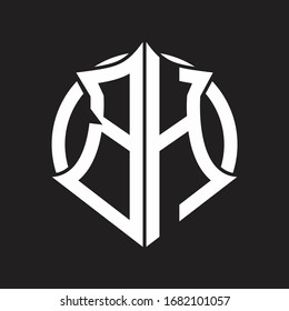 BH Logo monogram with emblem and circle rounded design template