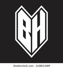 BH Logo monogram with emblem line style isolated on black background