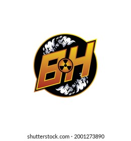 BH Logo Monogram Gaming with Gas Shape designs template vector icon modern