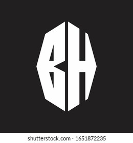 BH Logo monogram with octagonal ribbon style design template