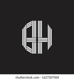 BH Logo monogram with outline style linked isolated on black background