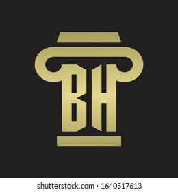 BH Logo monogram with pillar style design template with gold colors