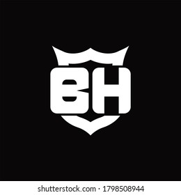 BH Logo monogram with shield around crown shape design template