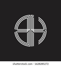 BH Logo monogram triple ribbon style line design template isolated on black background
