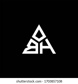 BH-Monogramm-Logo mit 3 Stücken Form einzeln auf Dreiecksdesign-Vorlage