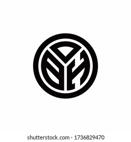 BH-Monogramm-Logo mit einer kreisumrandeten Designvorlage, die auf weißem Hintergrund isoliert ist