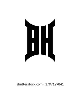 BH-Monogramm-Logo mit geschwungener Seitendesign-Vorlage