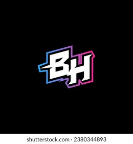 BH monogram logo design with abstract shape concept in vector