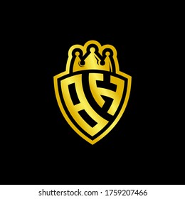 BH-Monogramm-Logo mit Schild und Krondesign-Vorlage einzeln auf schwarzem Hintergrund