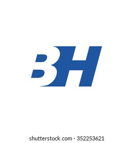 BH negative space letter logo blue