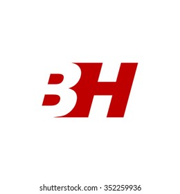 BH negative space letter logo red