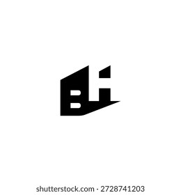 Logotipo del monograma del espacio negativo de BH – diseño minimalista moderno de la marca de letras