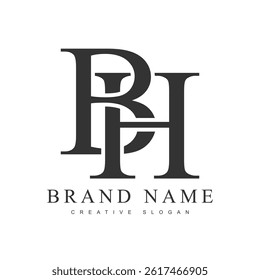 BH trendy logotype template. Initial letter b and h classic font style. Creative logo for company name or identity. Vector illustration.