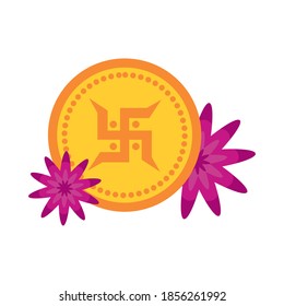 bhadi dooj concept, seal with beautiful flowers over white background, colorful design, vector illustration