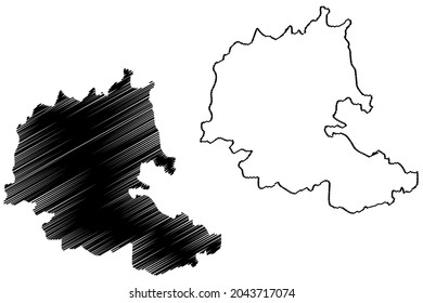 Bhadradri Kothagudem district (Telangana State, Republic of India) map vector illustration, scribble sketch Bhadradri Kothagudem map