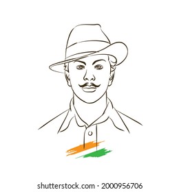 Bhagat Singh Colour Vector Illustration