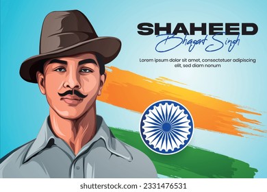 Bhagat Singh Jayanti Vector Illustration Post