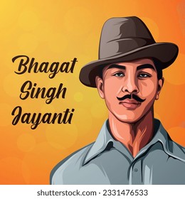 Bhagat Singh Jayanti Vektor Illustration Post