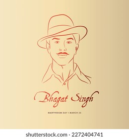 Bhagat Singh's Martyrdom Day poster design with the illustration of Bhagat singh.