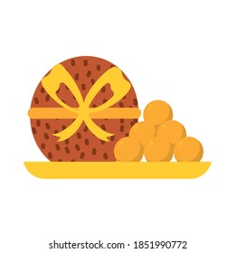 bhai dooj balls food icon over white background, colorful design, vector illustration