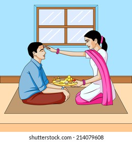 Bhai dooj, brother and sister festival India in vector